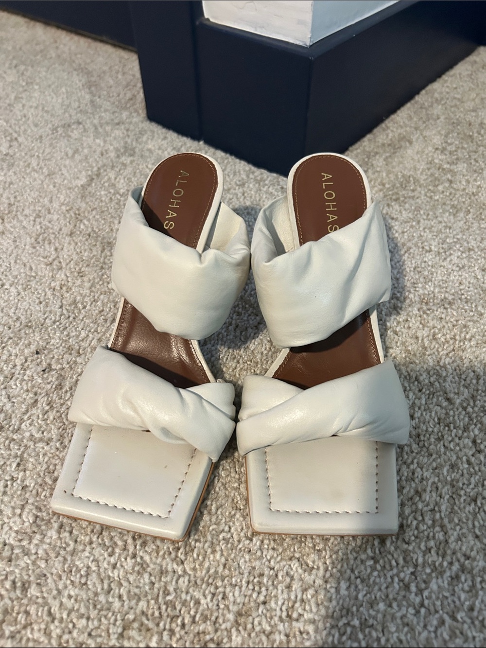 ALOHAS Ivory Padded Double-Strap Mules
